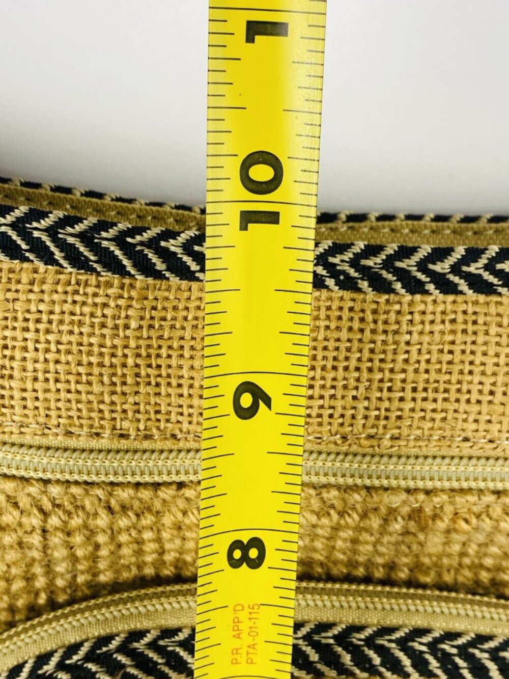 VTG NOS 70s Green Jute Crossbody Bag Chevron Strap Natural Fiber Boho Hippie - Picture 11 of 16